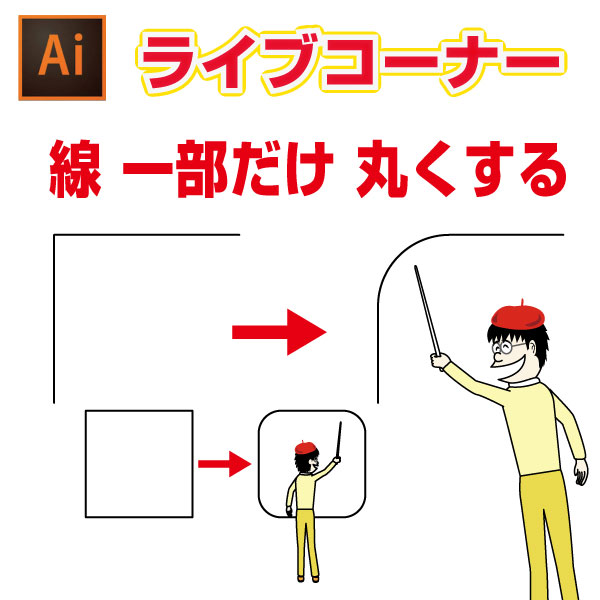 イラレのライブコーナーで四角形やパスを面取りして丸くする方法